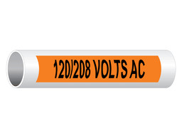120 208 Volts AC Pipe Label