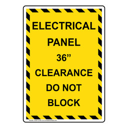 Portrait Electrical Panel 36" Clearance Do Not Block Sign NHEP-27492