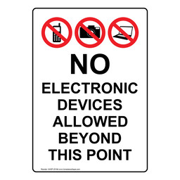 Portrait No Electronic Devices Allowed Sign With Symbol