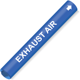 Coiled White-on-Blue Exhaust Air Pipe Marker