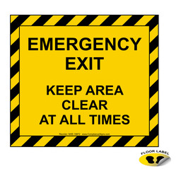 Emergency Exit Keep Area Clear At All Times Floor Label