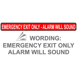 Red Emergency Exit Only - Alarm Will Sound Label for Enter / Exit, 24x2 in. Vinyl