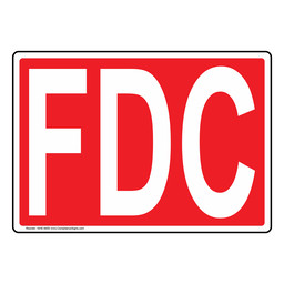 Red FDC Sign For Fire Department Connection