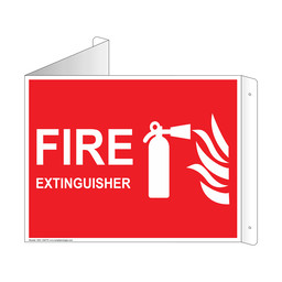 Red Triangle-Mount FIRE EXTINGUISHER Sign With Symbol