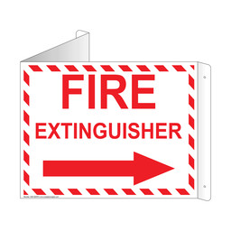 White Triangle-Mount FIRE EXTINGUISHER (With Inward Arrow) Sign