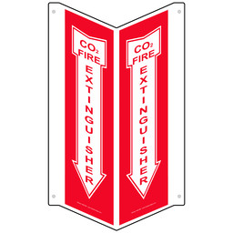 Red Triangle-Mount CO2 FIRE EXTINGUISHER Sign With Symbol