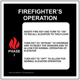 Firefighter's Operation Phase I Insert Fire Sign, 6x6 in. Aluminum