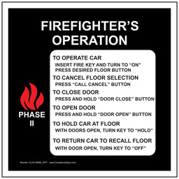 Firefighter's Operation Phase Ii To Operate Sign, 6x6 in. Aluminum