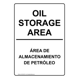 Oil Storage Area Bilingual Sign for Hazmat