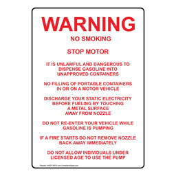 Portrait Warning No Smoking Stop Motor It Is Sign