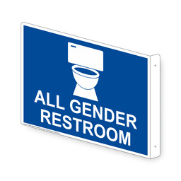 Projection-Mount Blue ALL GENDER RESTROOM Sign With Symbol