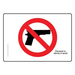 Illinois No Guns Pursuant To 430 ILCS 66/65 Sign, 6x4 in.