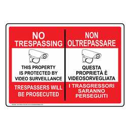 No Trespassing Video Surveillance Bilingual Sign