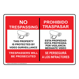 No Trespassing Video Surveillance Bilingual Sign
