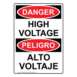 English + Spanish OSHA DANGER High Voltage Sign ODI-3686-SPANISH