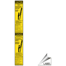 Yellow Caution Extension Ladder Safety Bilingual Label With Symbol, 16x2 in. Vinyl