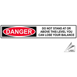 Danger Do Not Sit Or Stand Label for Ladder / Scaffold, 6x1 in. (4 pack) Vinyl