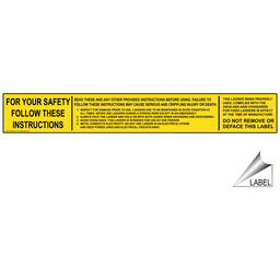 Yellow For Your Safety Follow These Instructions Read Ladder Label, 14x2 in. (2 pack) Vinyl
