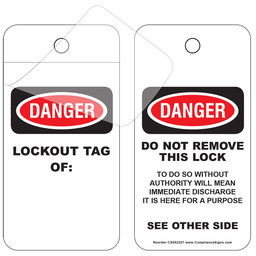OSHA Danger Lockout Tag Of: Do Not Remove Flap Tag, 10 pk .050 Styrene Plastic 3.875 x 2.375 in.