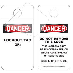 OSHA Danger Do Not Remove Lock Flap Tag with Name, 10 pk .050 Styrene Plastic 3.875 x 2.375 in.