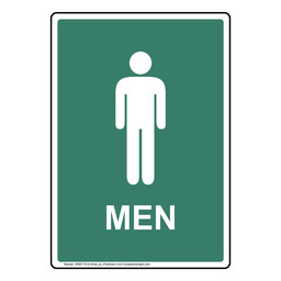 Portrait Pine Green Men Restroom Sign With Symbol RREP-7010-White_on_PineGreen