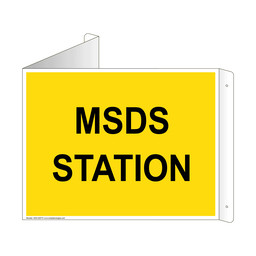 Yellow Triangle-Mount MSDS STATION Sign NHE-8267Tri