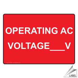 NEC Electrical Custom Operating Ac Voltage-V Label