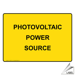 NEC Electrical Photovoltaic Power Source Label