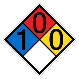 NFPA 704 Diamond Sign with 1-0-0-0 Hazard Ratings