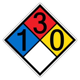 NFPA 704 Diamond Sign with 1-3-0-0 Hazard Ratings