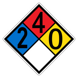 NFPA 704 Diamond Sign with 2-4-0-0 Hazard Ratings