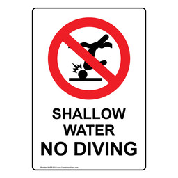 Shallow Water No Diving Sign for Recreation