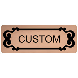 Black-on-Cashew Custom Engraved Sign With Scroll Outline