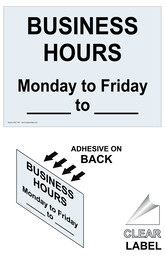 Business Hours Label for Dining / Hospitality / Retail NHE-17921