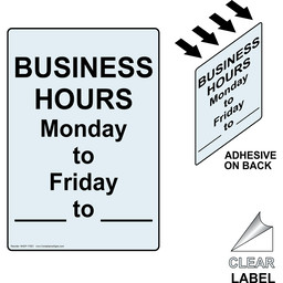 Portrait Business Hours Monday To Friday Clear Label NHEP-17921