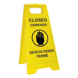 Multilingual Closed Folding Floor Sign,  26x12x11 in. Plastic