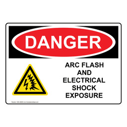 OSHA DANGER Arc Flash And Electrical Shock Sign With Symbol ODE-28658