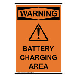 Portrait OSHA WARNING Battery Charging Area Sign With Symbol