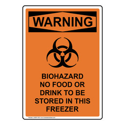Portrait OSHA WARNING Biohazard No Food Or Sign With Symbol