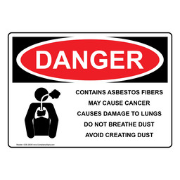 OSHA DANGER Contains Asbestos Fibers Sign With Symbol ODE-28230