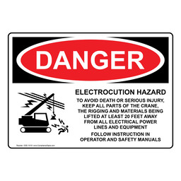 OSHA DANGER Electrocution Hazard Crane Sign With Symbol ODE-15151