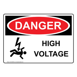 OSHA DANGER High Voltage Sign With Symbol ODE-28593