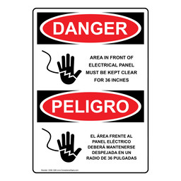 English + Spanish OSHA DANGER Electrical Panel Keep Clear Sign With Symbol ODB-1280