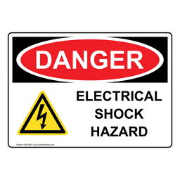 OSHA DANGER Electrical Shock Hazard Sign With Symbol ODE-28621