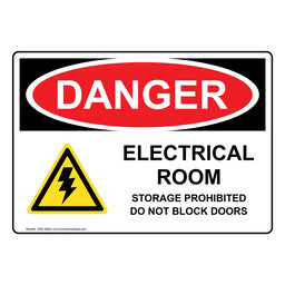 OSHA DANGER Electrical Room Storage Prohibited Sign With Symbol