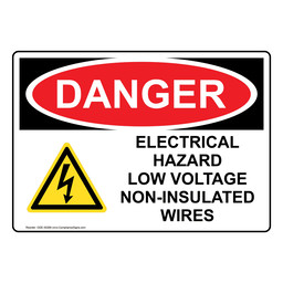 OSHA DANGER Electrical Hazard Low Voltage Sign With Symbol ODE-30269