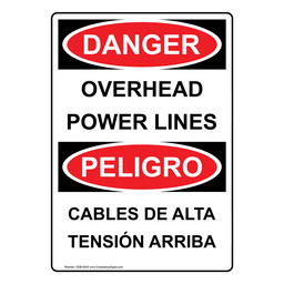 English + Spanish OSHA DANGER Overhead Power Lines Sign ODB-8345