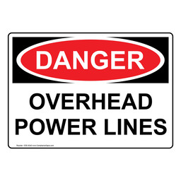 OSHA DANGER Overhead Power Lines Sign