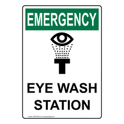 Portrait OSHA EMERGENCY Eye Wash Station Sign With Symbol