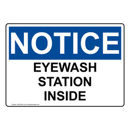 OSHA NOTICE Eyewash Station Inside Sign